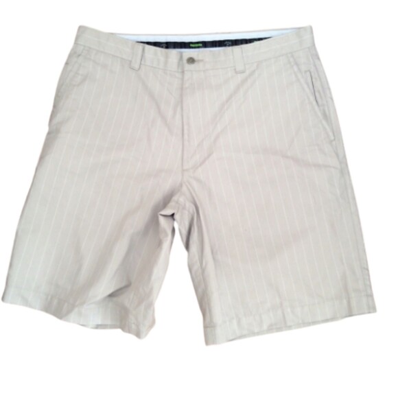 CALLAWAY MEN'S X SERIES SIZE 36 KHAKI STRIPED GOLF SHORTS FLAT FRONT 10" INSEAM - Picture 1 of 7